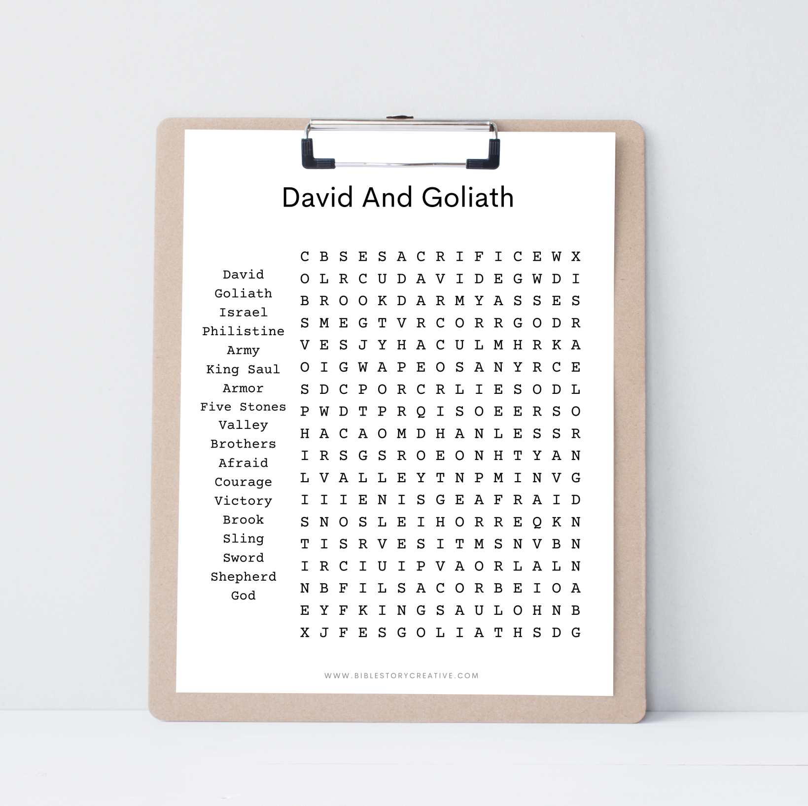 David and Goliath - Word Search